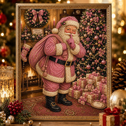 Blush Pink Santa Says Hush pearl painting – image 2