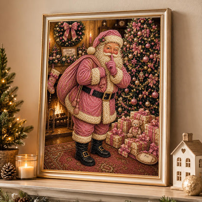 Blush Pink Santa Says Hush pearl painting – image 4