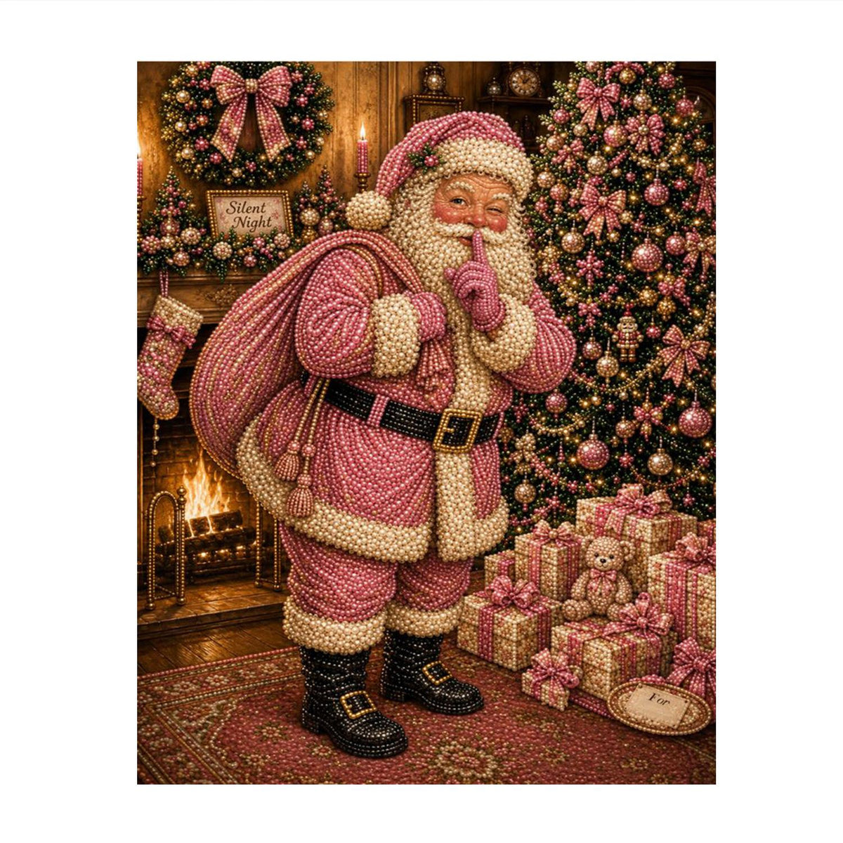Blush Pink Santa Says Hush pearl painting – image 11