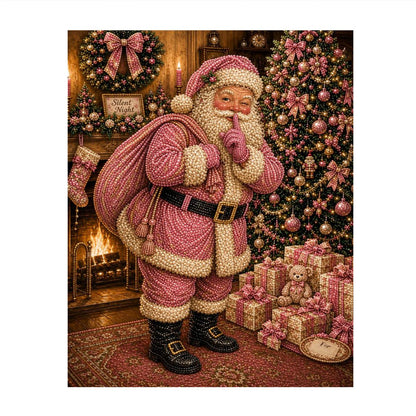 Blush Pink Santa Says Hush pearl painting – image 11