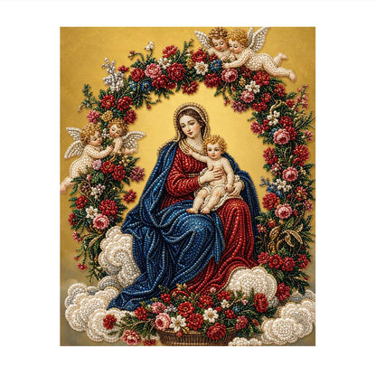 Rose-Wreathed Madonna and Child pearl painting – image 11