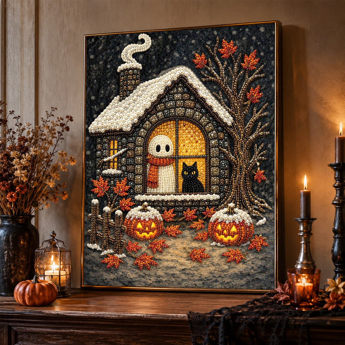 Ghost and Cat in the Window pearl painting – image 2