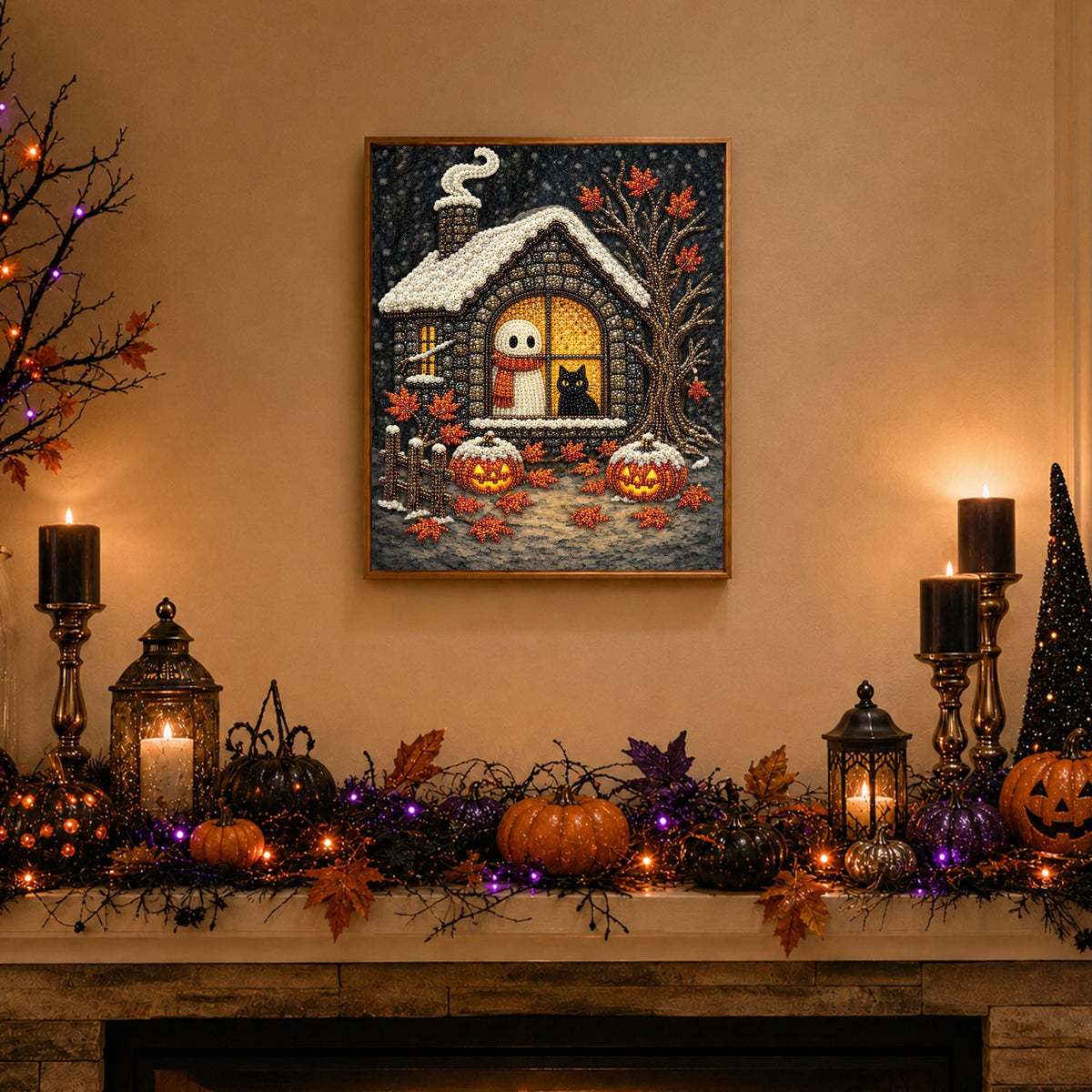 Ghost and Cat in the Window pearl painting – image 3