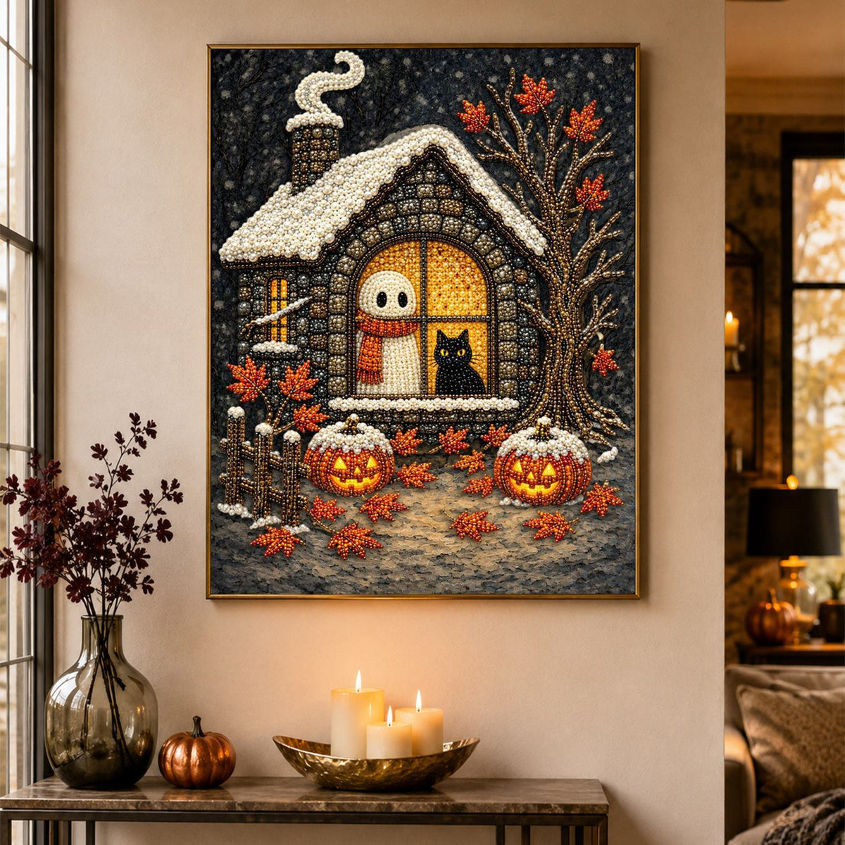 Ghost and Cat in the Window pearl painting – image 4
