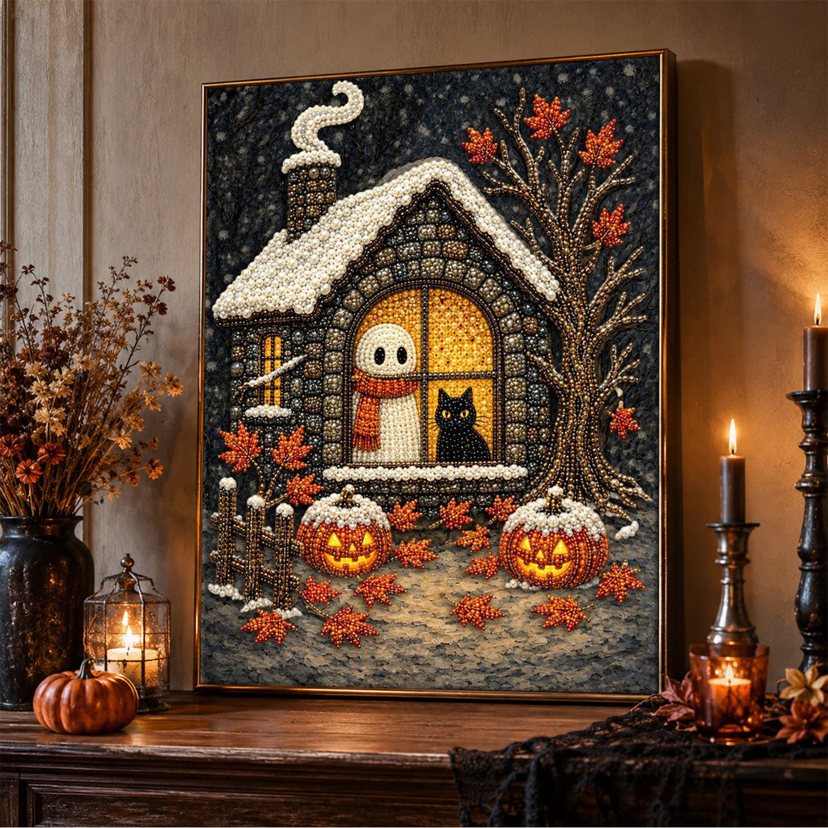 Ghost and Cat in the Window pearl painting – image 5