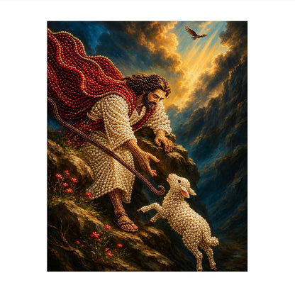 Shepherd Reaching for the Lamb pearl painting – image 11