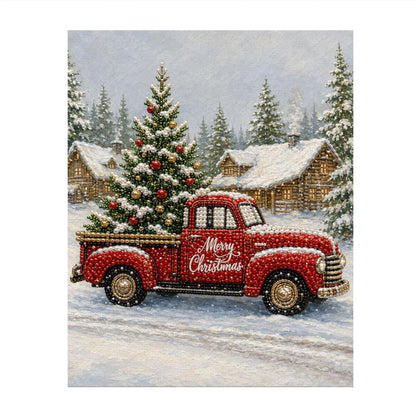 Red Truck Bringing Home the Tree pearl painting – image 11