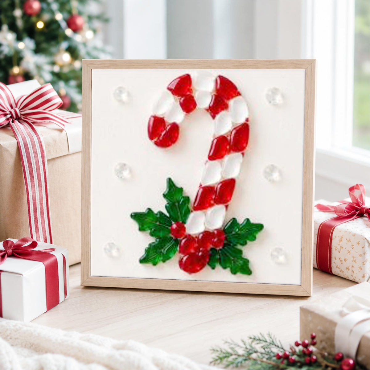 Peppermint Cane and Holly Sprig pearl painting – image 4
