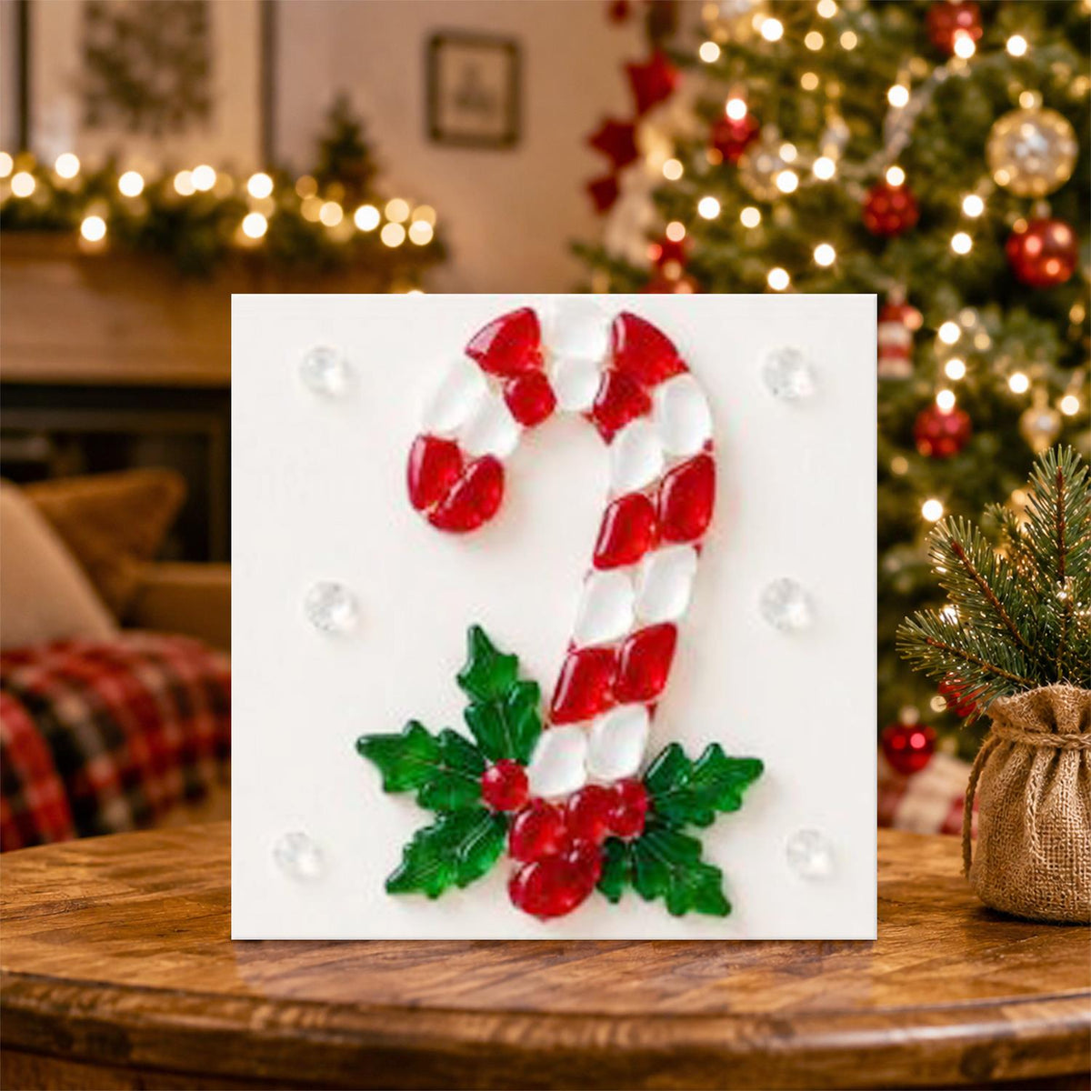 Peppermint Cane and Holly Sprig pearl painting – image 5