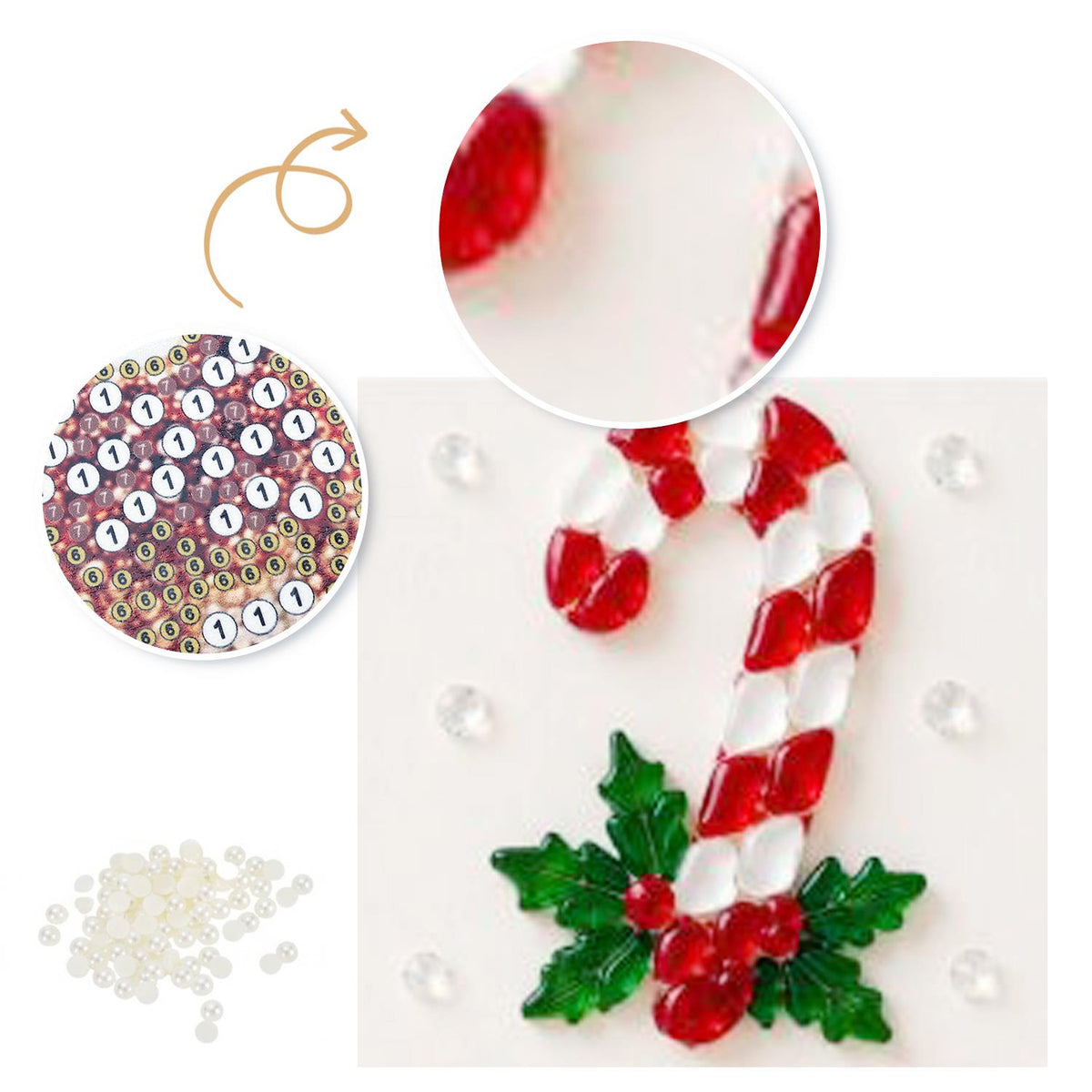 Peppermint Cane and Holly Sprig pearl painting – image 6
