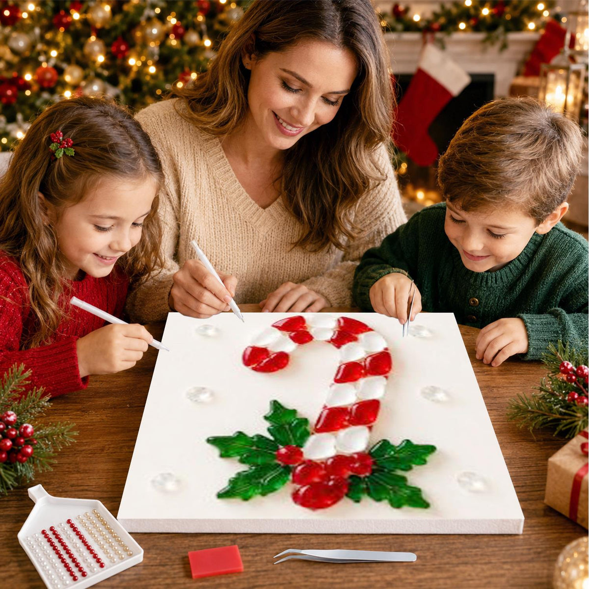 Peppermint Cane and Holly Sprig pearl painting – image 15
