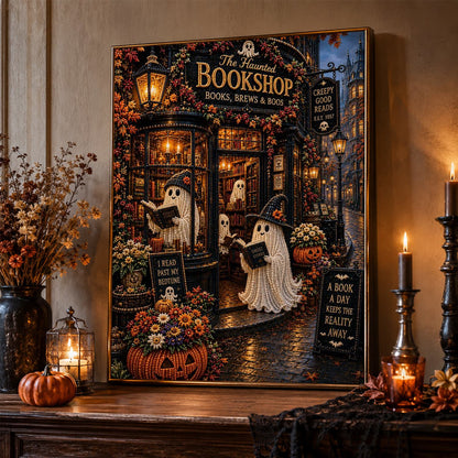 Ghosts Browsing the Bookshop pearl painting – image 2