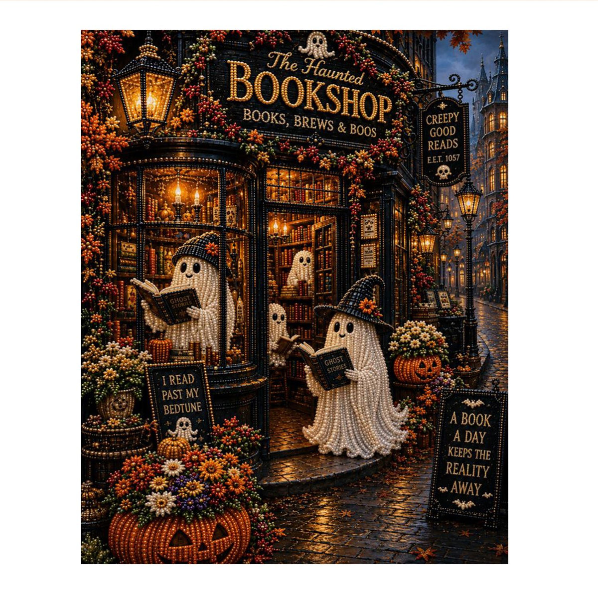 Ghosts Browsing the Bookshop pearl painting – image 11