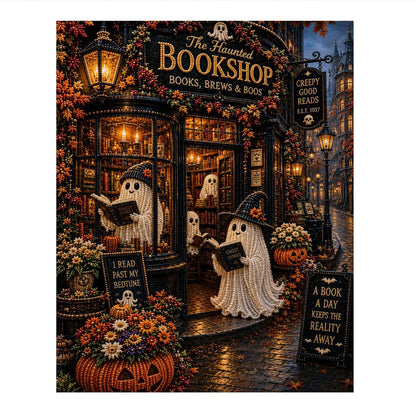 Ghosts Browsing the Bookshop pearl painting – image 11