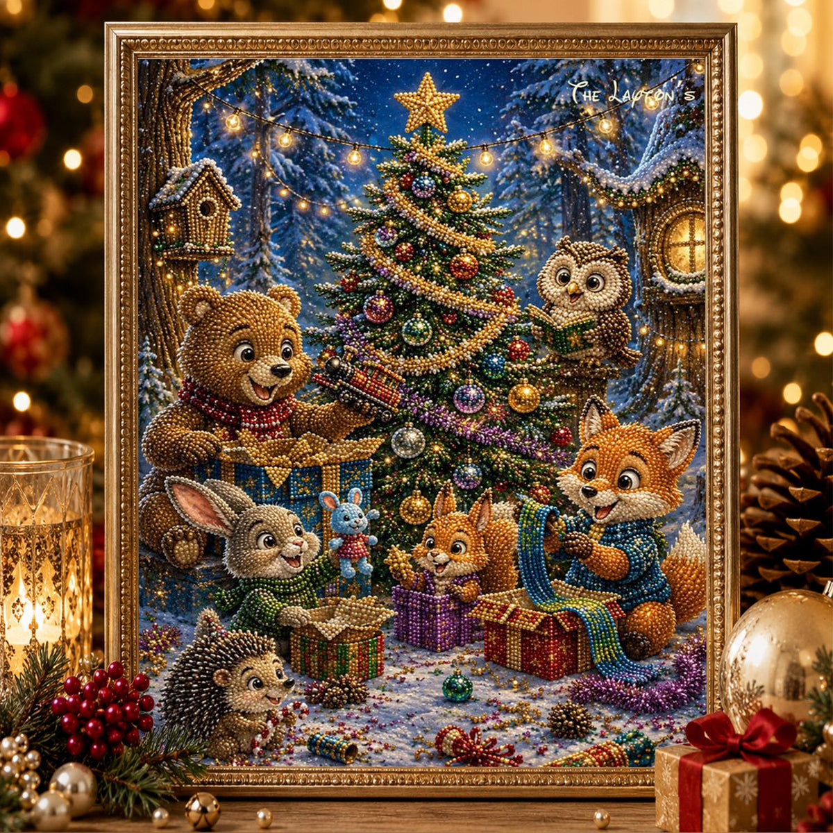 Forest Friends Opening Gifts pearl painting – image 2