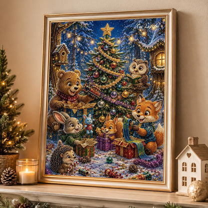 Forest Friends Opening Gifts pearl painting – image 4