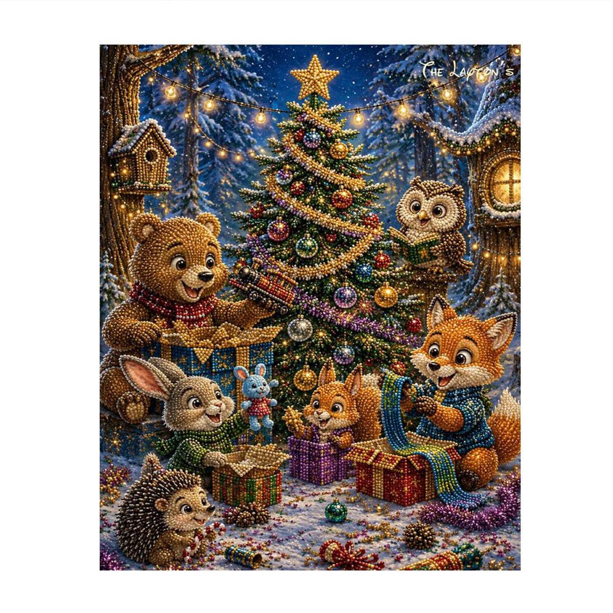 Forest Friends Opening Gifts pearl painting – image 11