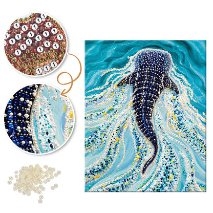 Whale Shark in Turquoise Currents pearl painting – image 6