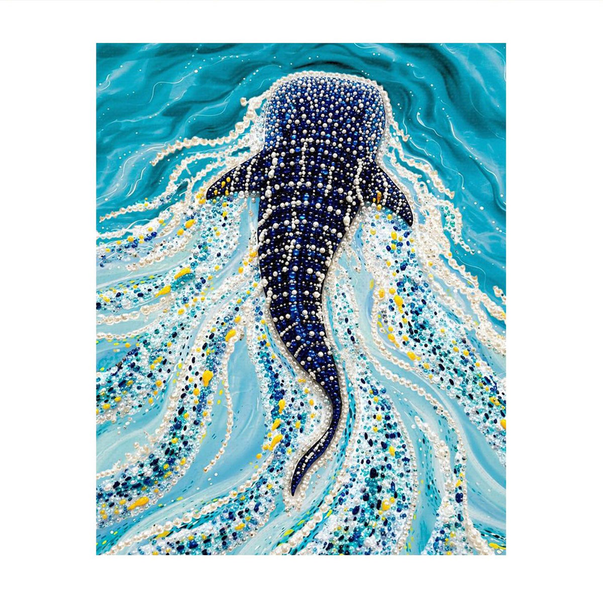 Whale Shark in Turquoise Currents pearl painting – image 11