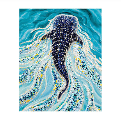 Whale Shark in Turquoise Currents pearl painting – image 11