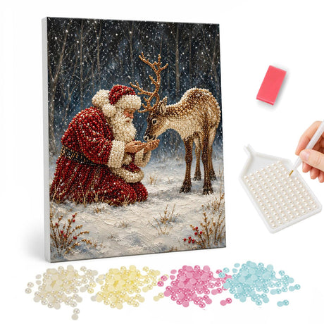 Santa and Reindeer Winter pearl painting – image 1