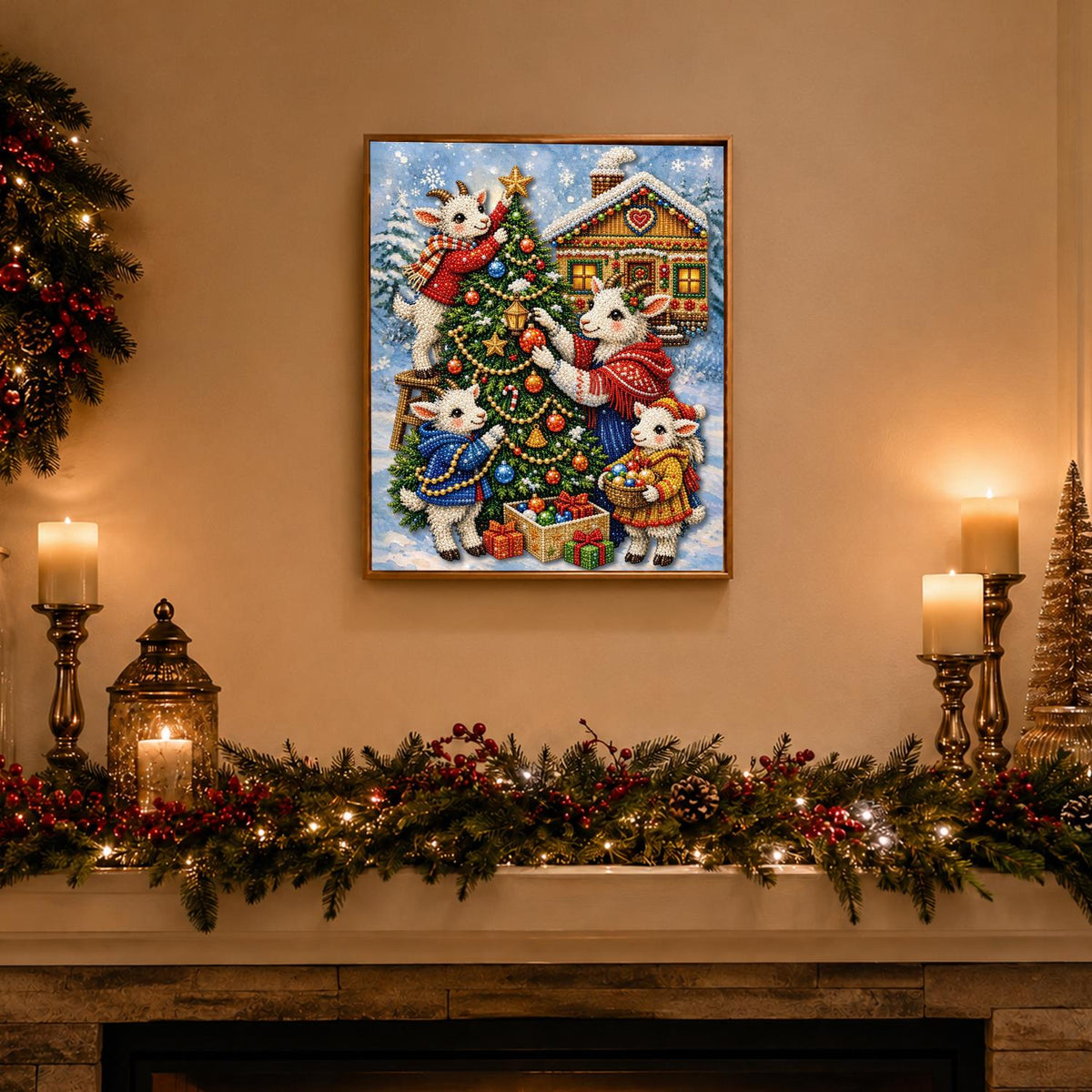 Woolly Helpers Around the Tree pearl painting – image 3