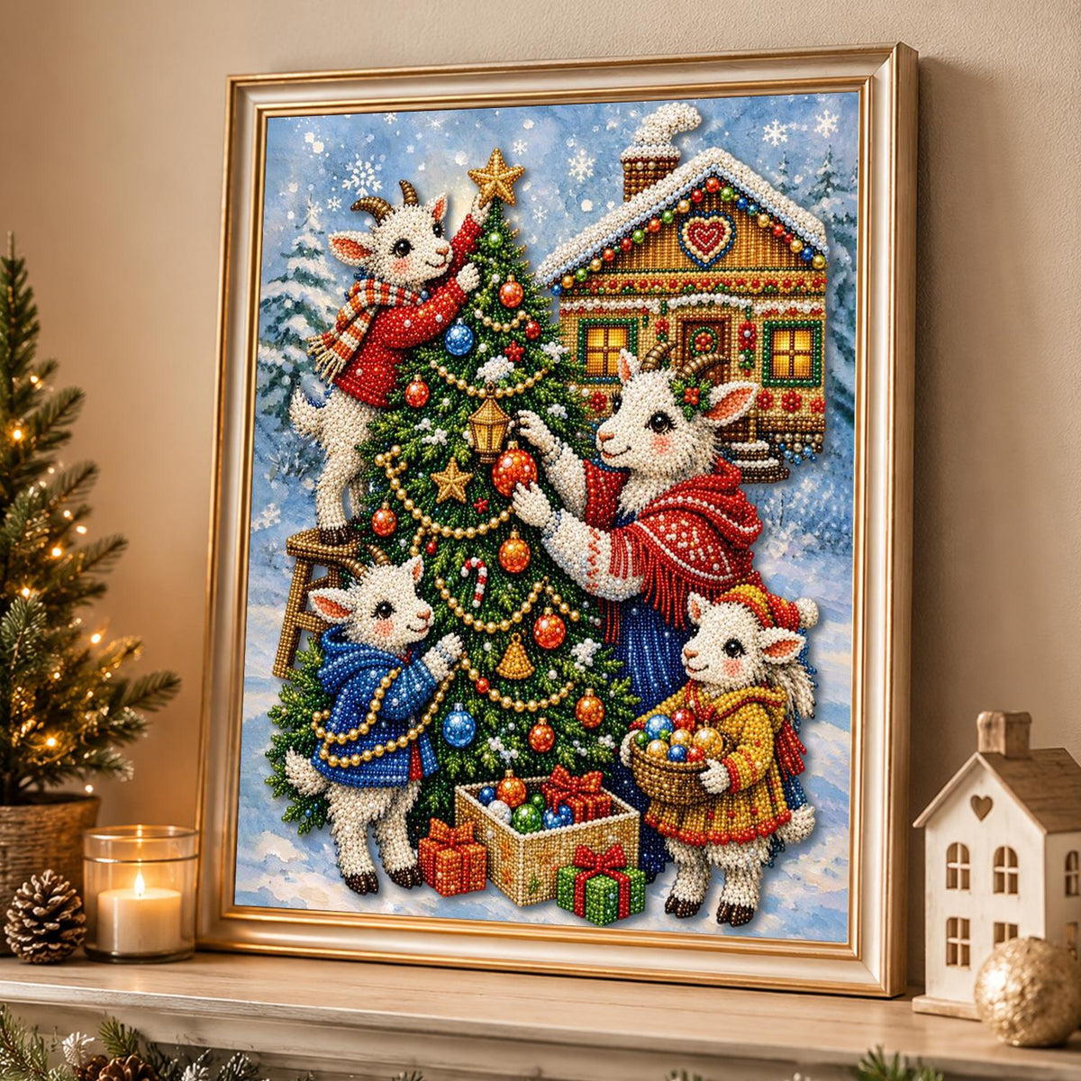 Woolly Helpers Around the Tree pearl painting – image 4