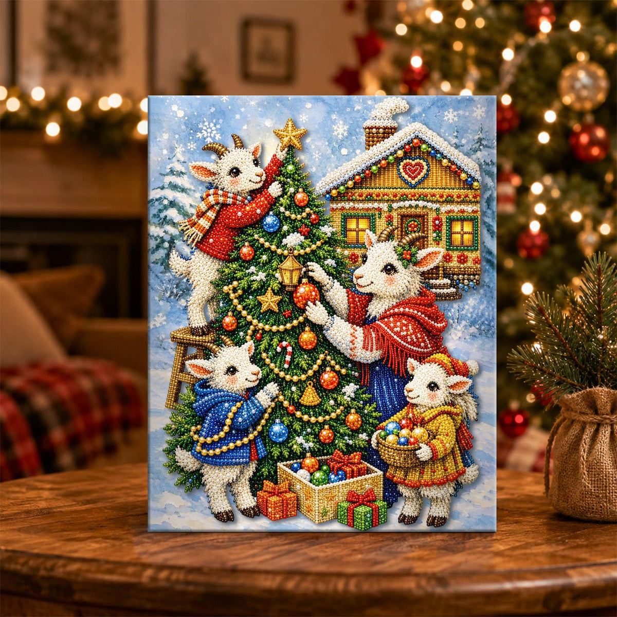 Woolly Helpers Around the Tree pearl painting – image 5