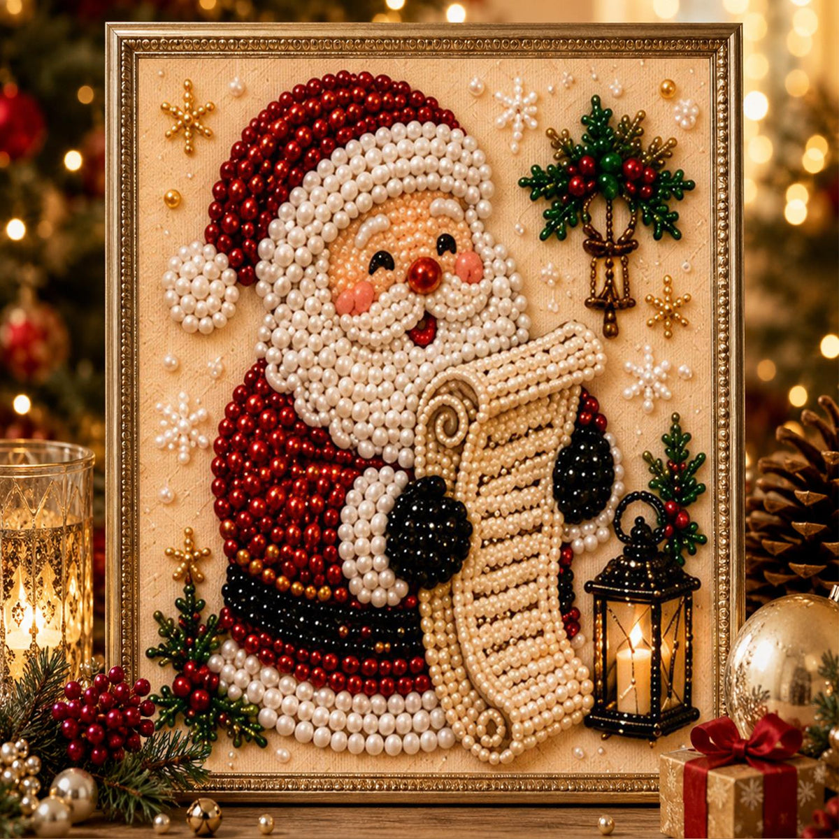 Santa's List by Lantern Light pearl painting – image 2