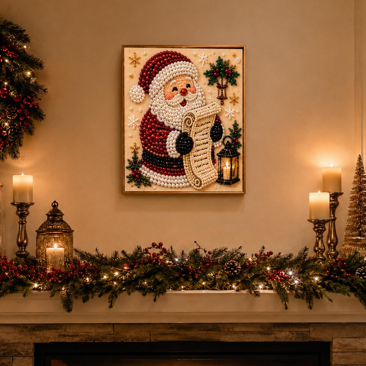 Santa's List by Lantern Light pearl painting – image 3