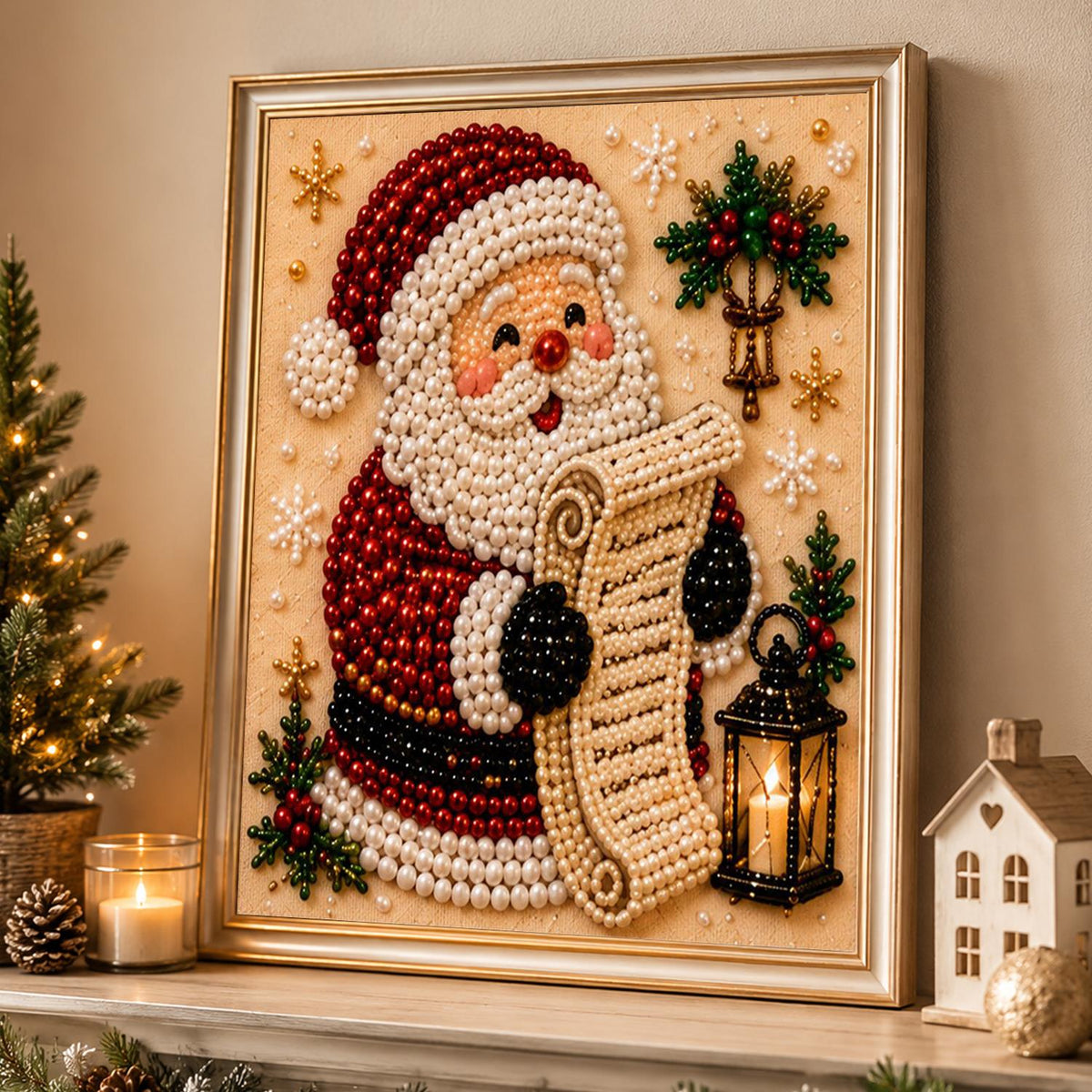 Santa's List by Lantern Light pearl painting – image 4