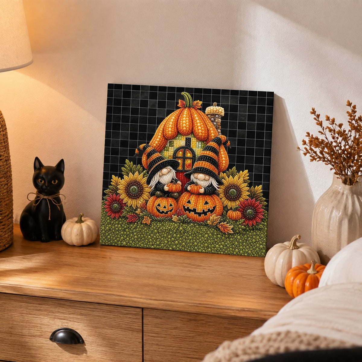 Pumpkin House Gnome Duo pearl painting – image 2