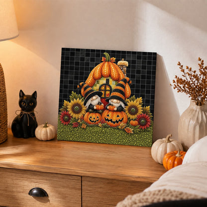 Pumpkin House Gnome Duo pearl painting – image 2
