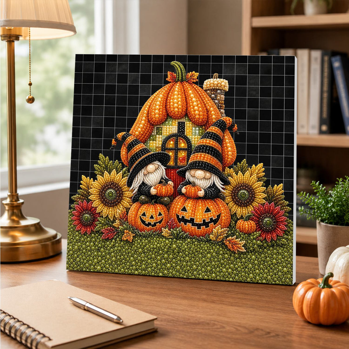 Pumpkin House Gnome Duo pearl painting – image 5