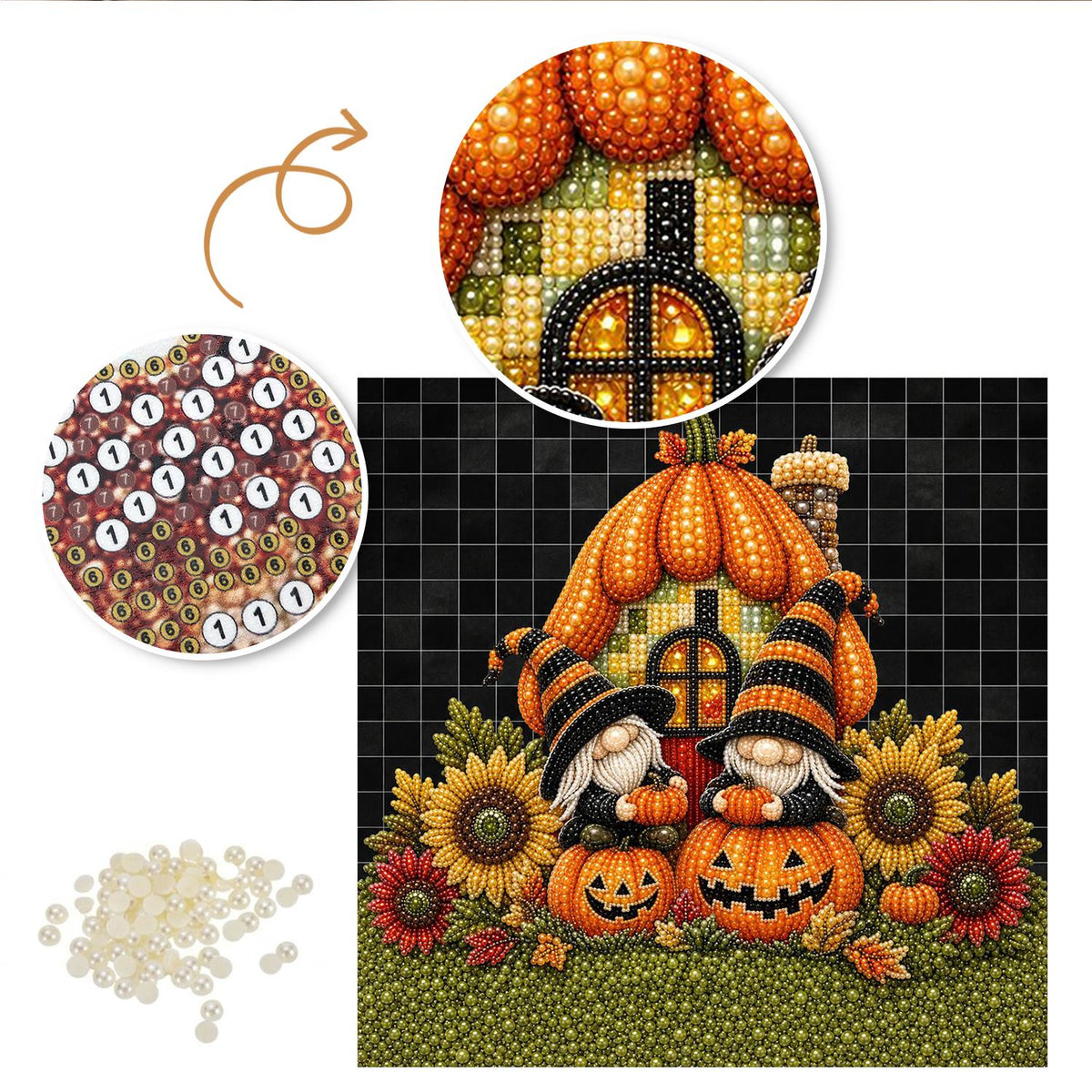Pumpkin House Gnome Duo pearl painting – image 6