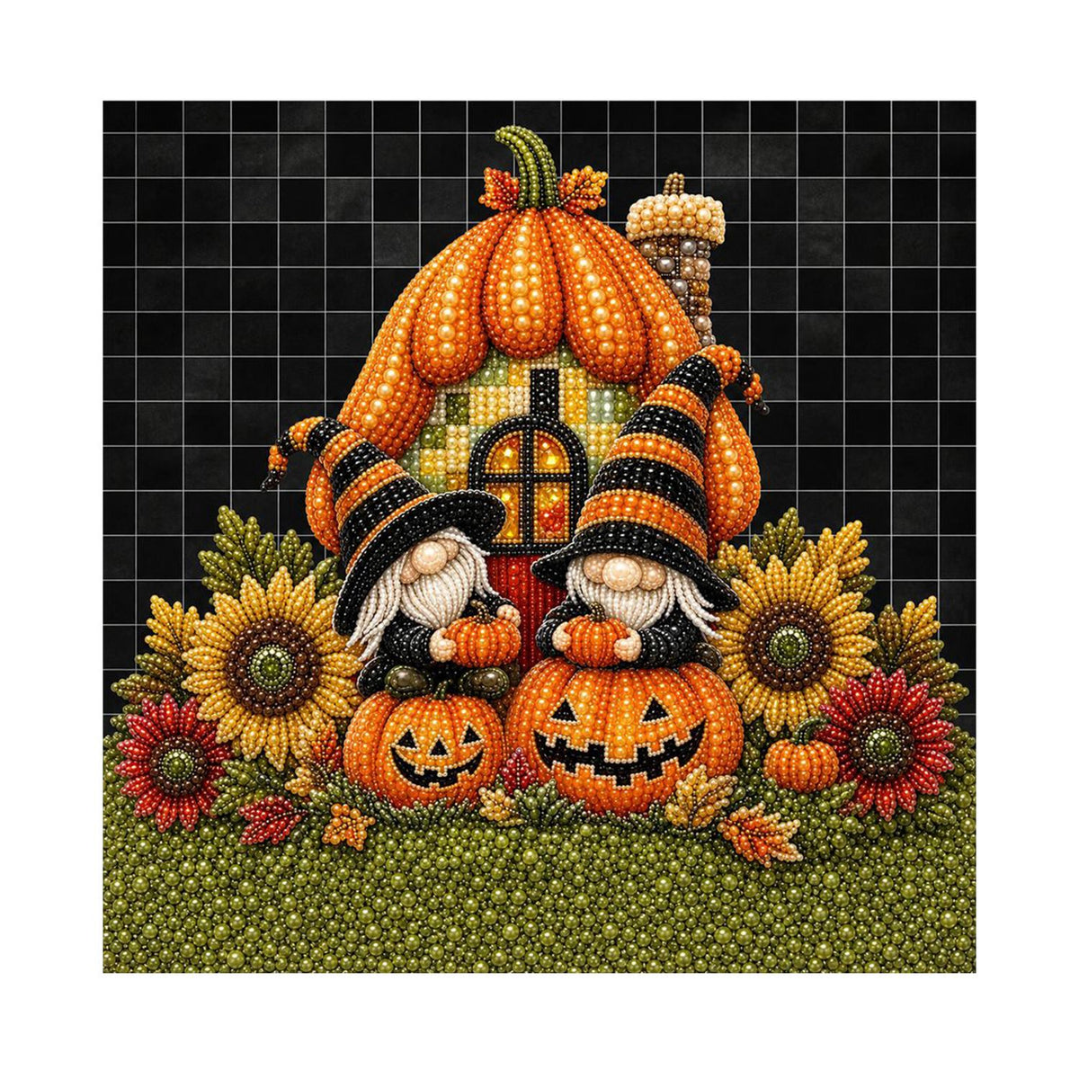 Pumpkin House Gnome Duo pearl painting – image 11