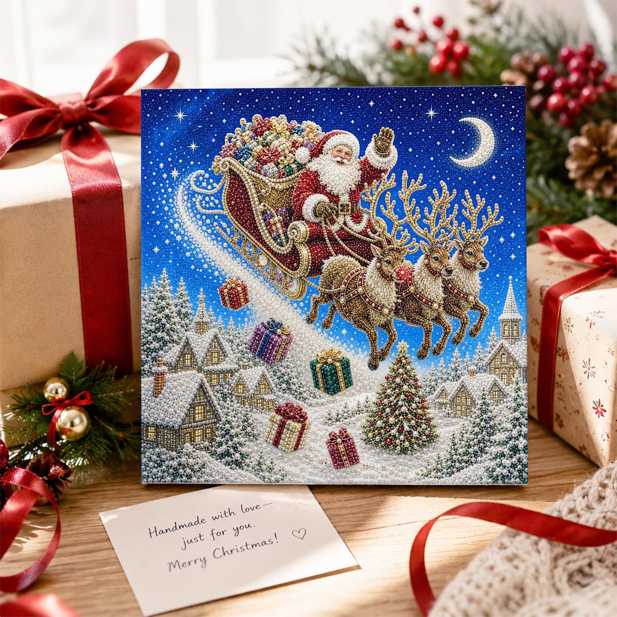 Crescent Moon Sleigh Flight pearl painting – image 2