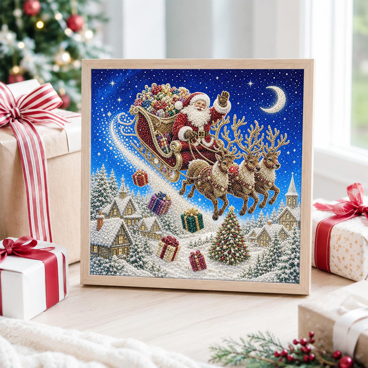 Crescent Moon Sleigh Flight pearl painting – image 4