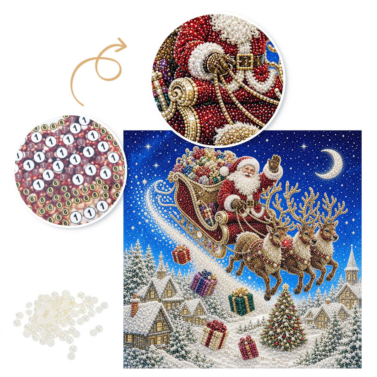Crescent Moon Sleigh Flight pearl painting – image 6