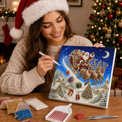 Crescent Moon Sleigh Flight pearl painting – image 16