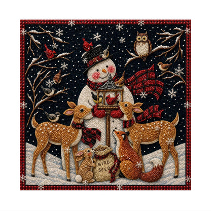 Snowman's Bird Feeder Gathering pearl painting – image 11