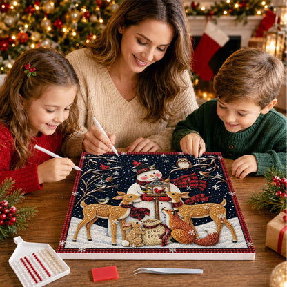 Snowman's Bird Feeder Gathering pearl painting – image 15