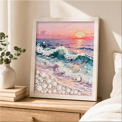 Rose-Pink Sunset Over the Waves pearl painting – image 2