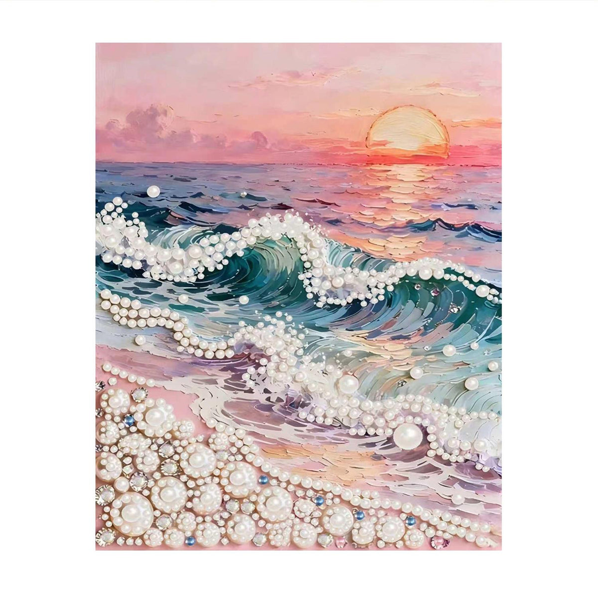 Rose-Pink Sunset Over the Waves pearl painting – image 11