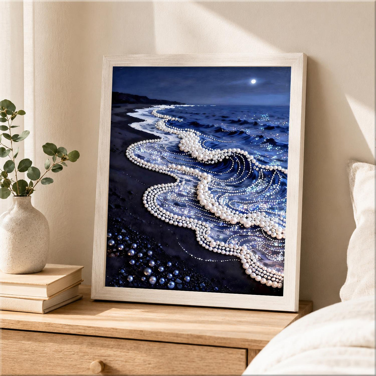 Lace-Edged Waves at Midnight pearl painting – image 2