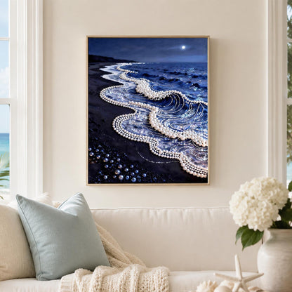 Lace-Edged Waves at Midnight pearl painting – image 3