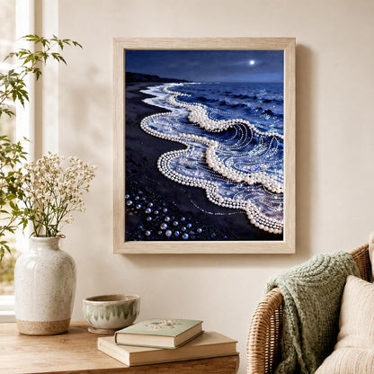 Lace-Edged Waves at Midnight pearl painting – image 4