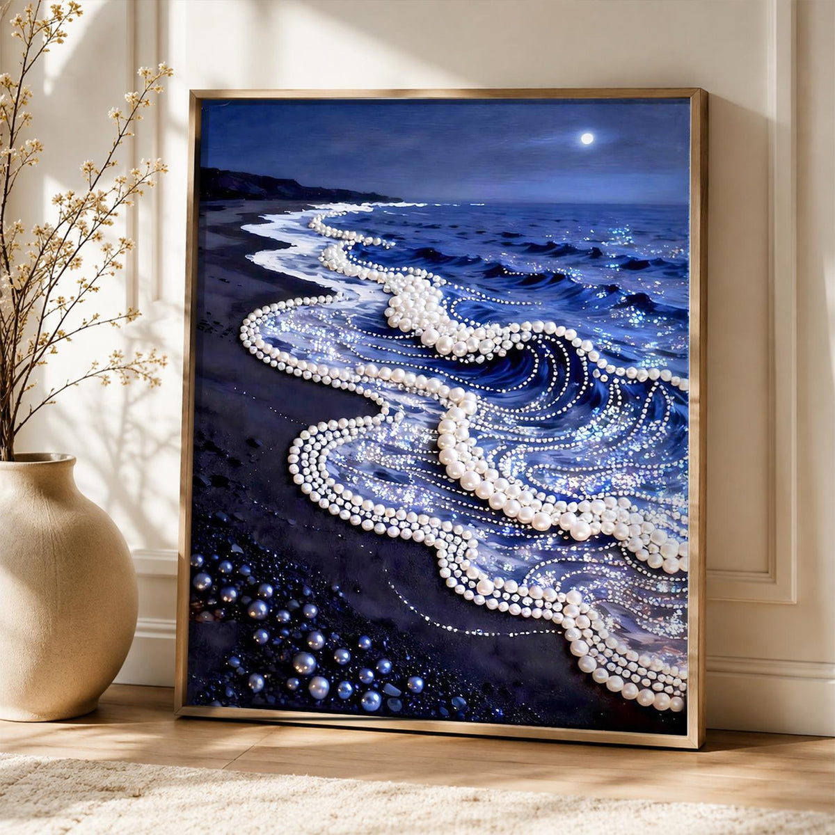 Lace-Edged Waves at Midnight pearl painting – image 5