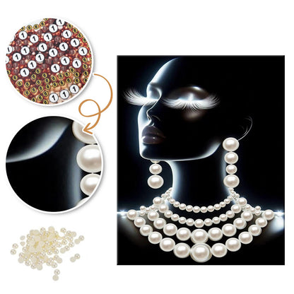 Elegant Profile with Necklaces pearl painting – image 6