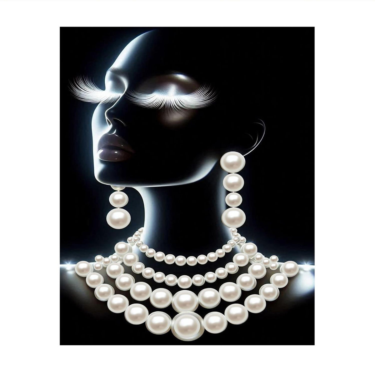 Elegant Profile with Necklaces pearl painting – image 11
